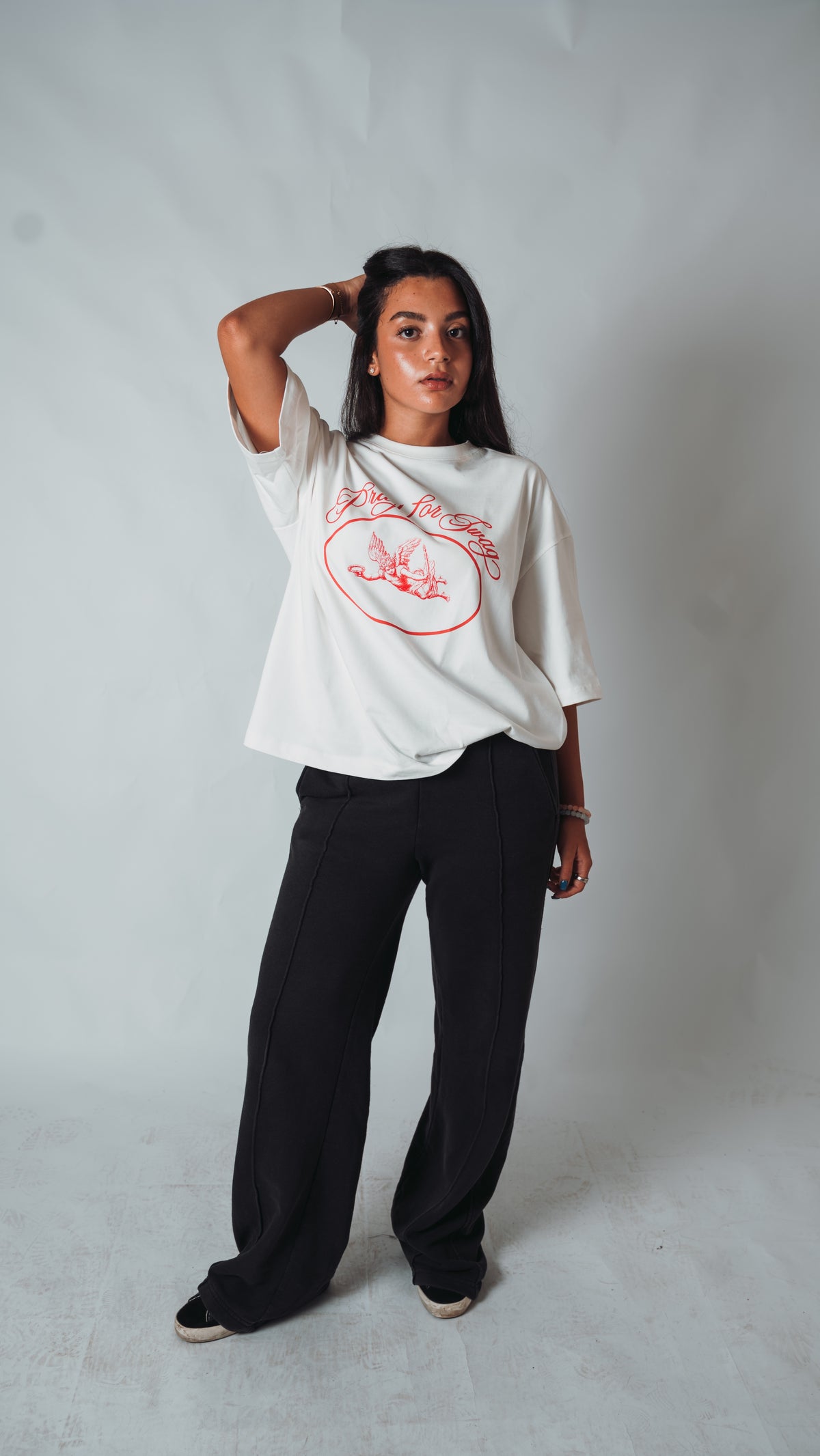 PRAY FOR SW4G Cropped Tee — White