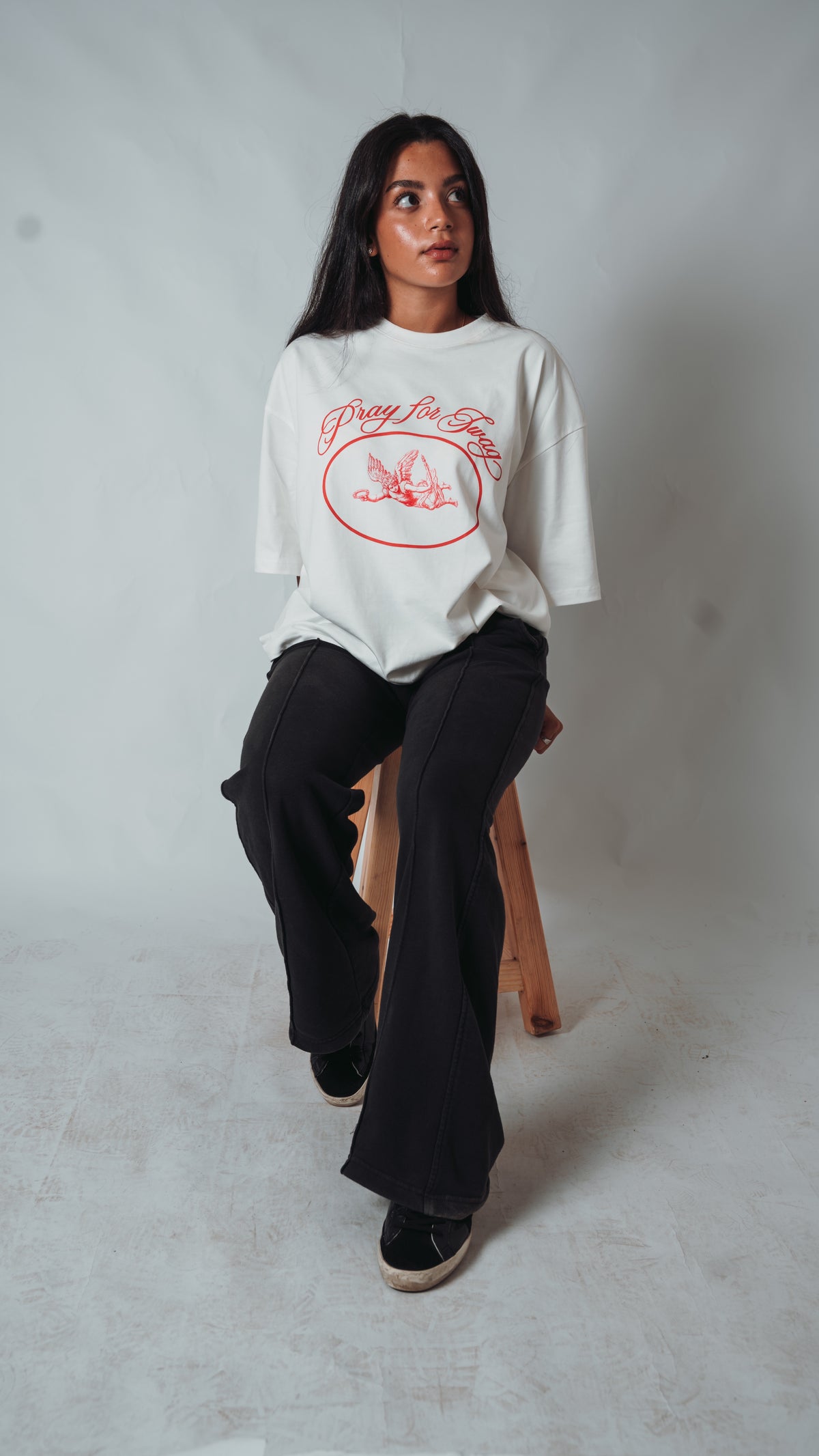PRAY FOR SW4G Cropped Tee — White
