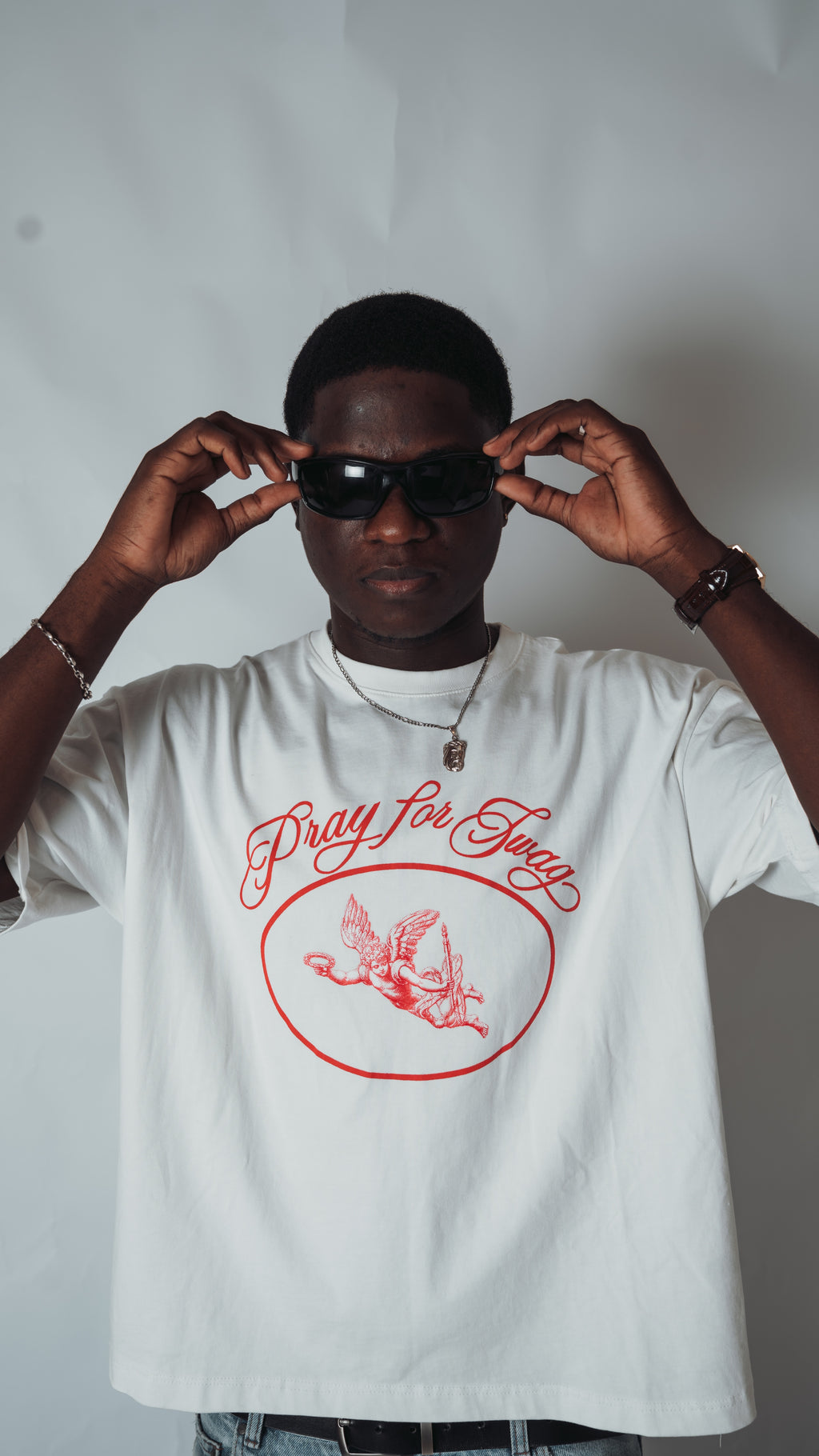 PRAY FOR SW4G Cropped Tee — White
