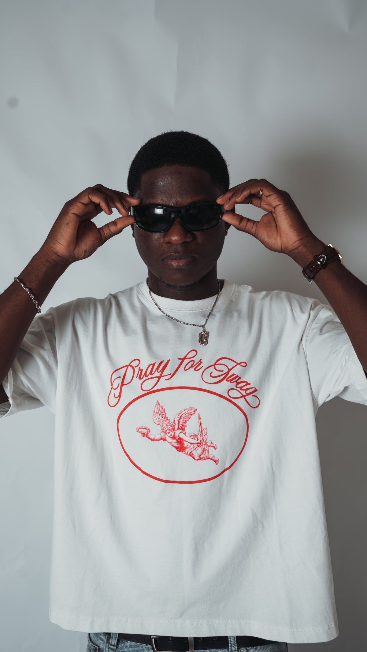 PRAY FOR SW4G Cropped Tee — White